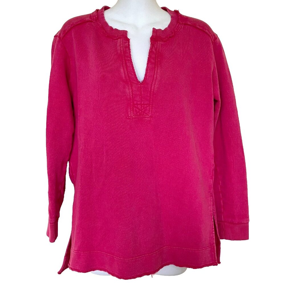 Anthropologie Pilcro Split-Hem Tunic Top Shirt Oversized Sweatshirt Pink
